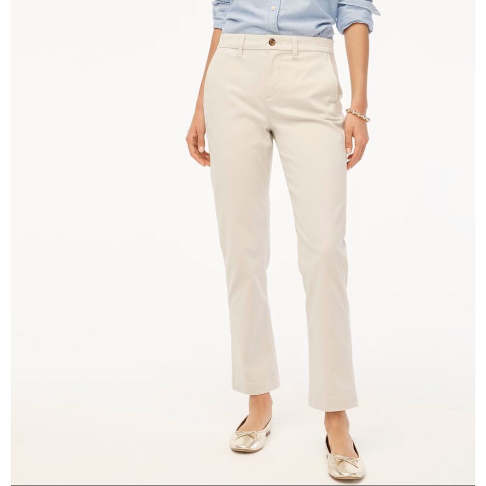J.Crew High-Rise Girlfriend Chino Pants WMNS 6 Stone Gray Straight Leg Stretch